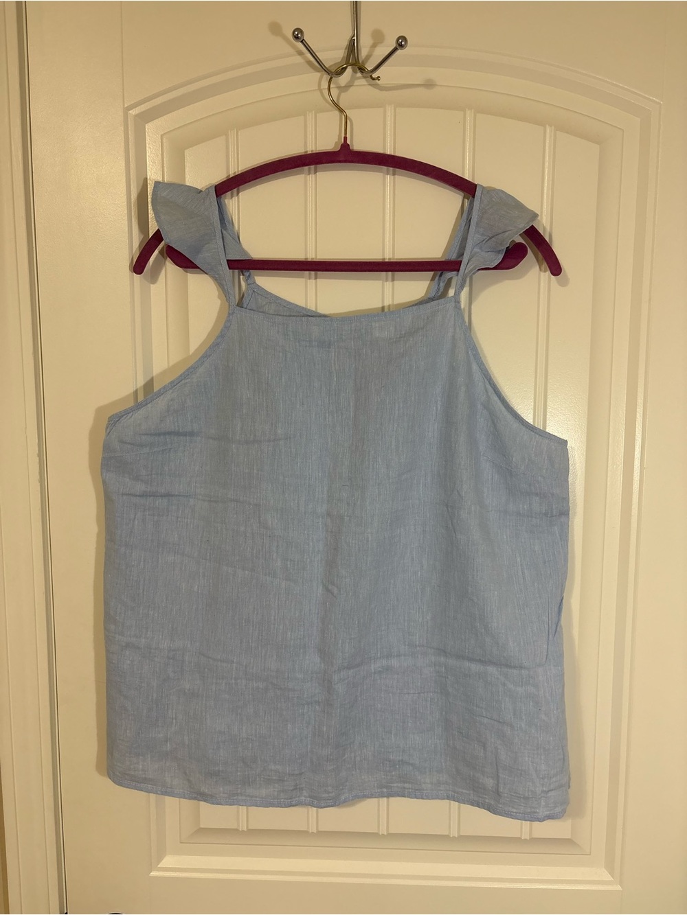 Old Navy Light Blue Tie-Shoulder Linen-Blend Tank